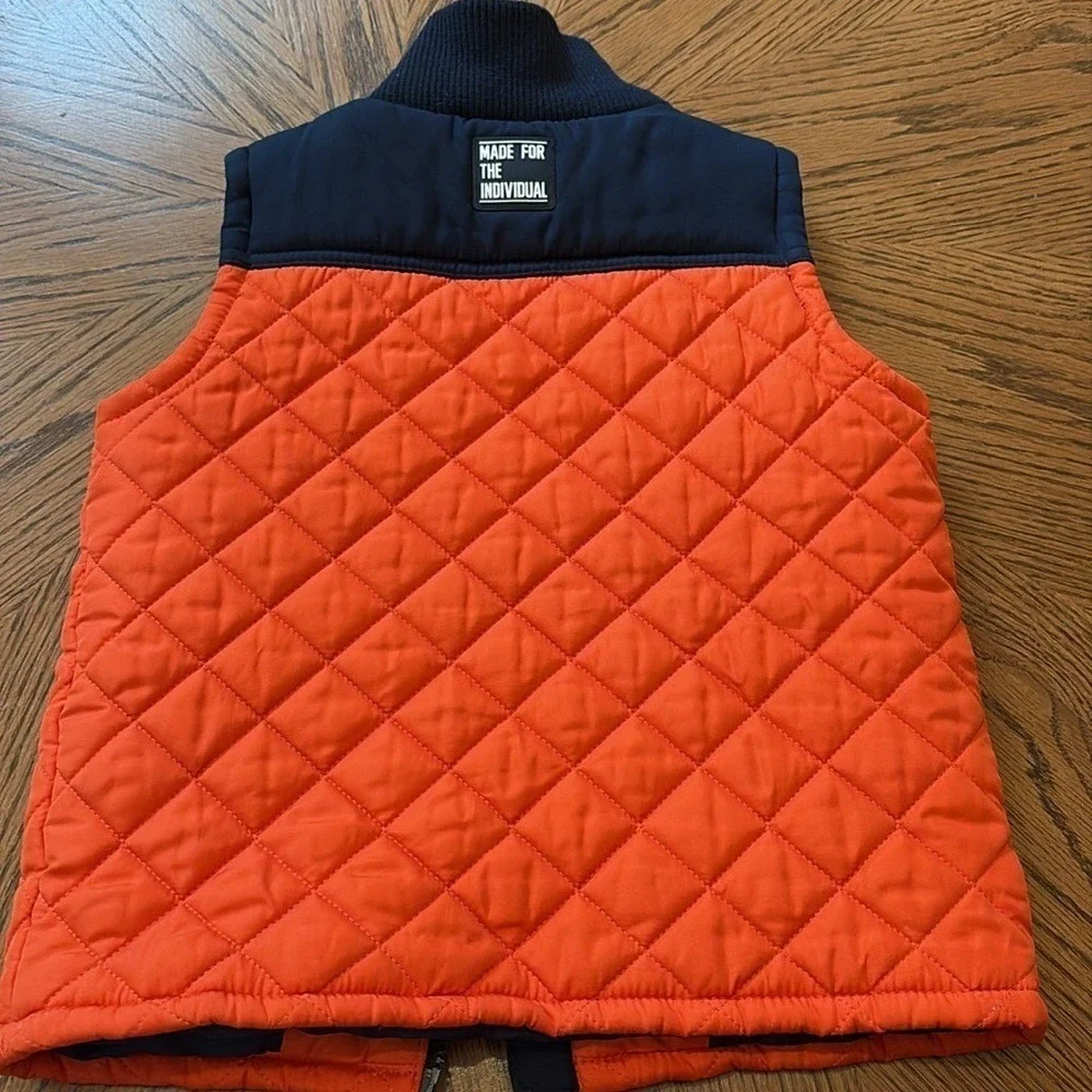 Gymboree Kids Quilted‎ Puffer Vest Orange Navy Blue Colorblock Full Zip Size XS